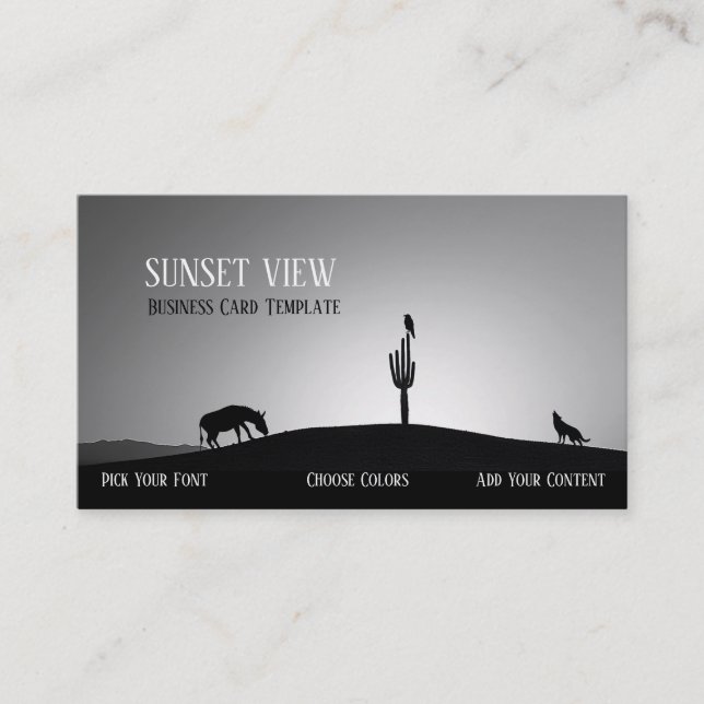 Carte de visite paysage noir blanc Sunset (Devant)