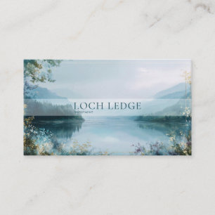 Carte De Visite Paysage Turquoise et Gold de Serene Misty Lake