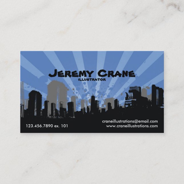 Carte De Visite Paysage urbain grunge urbain - bleu (Devant)