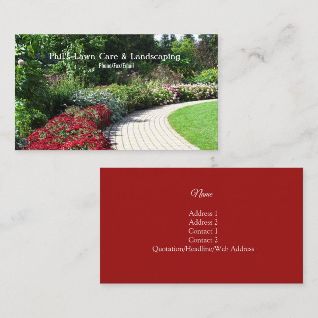 Carte de visite paysager des jardins anglais (Devant / Derrière)