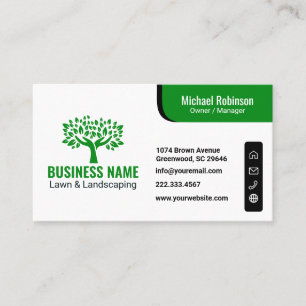 Carte De Visite Paysagisme Entretien de Pelouse Arbre Logo