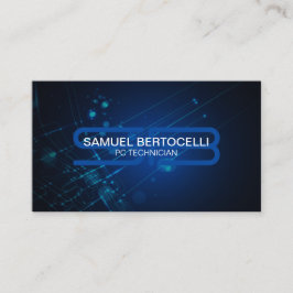Carte De Visite PC Technician Bold Monogramme Circuits informatiqu