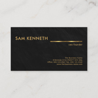 Carte De Visite PDG Fondateur de la Black Granite Texture Faux Gol