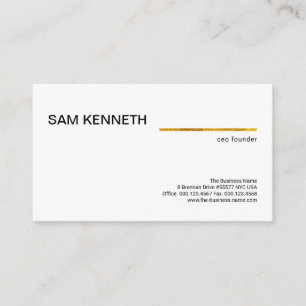 Carte De Visite PDG Fondateur de la Ligne d'Or Simple Minimaliste