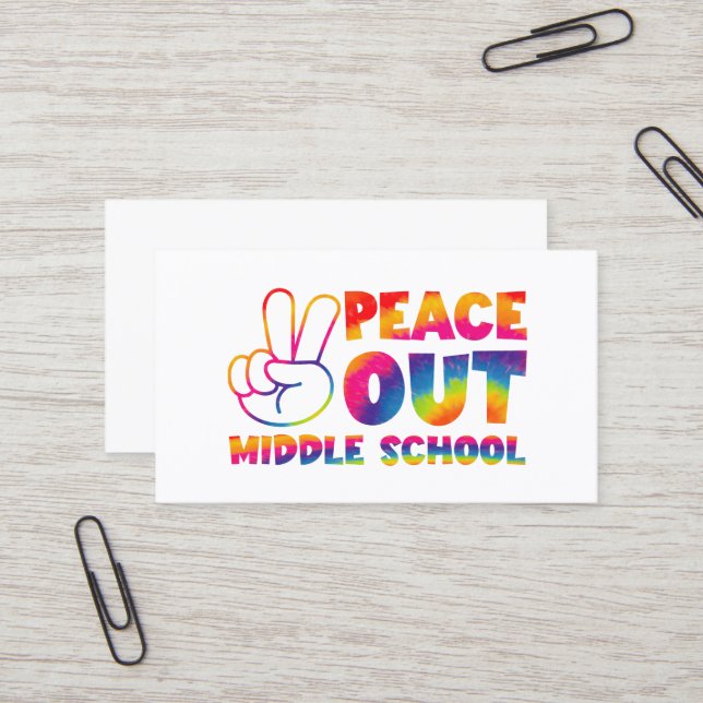 Carte De Visite Peace Out Middle School Tie Dye Dernier Day Of Sch (Devant/Arrière en situation)