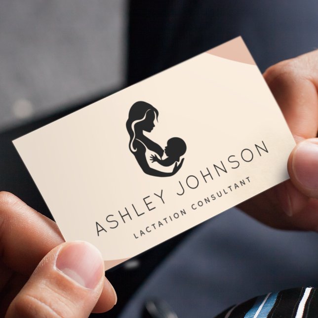 Carte De Visite Peach Boho Lactation Consultant Mère Silhouette (Créateur téléchargé)