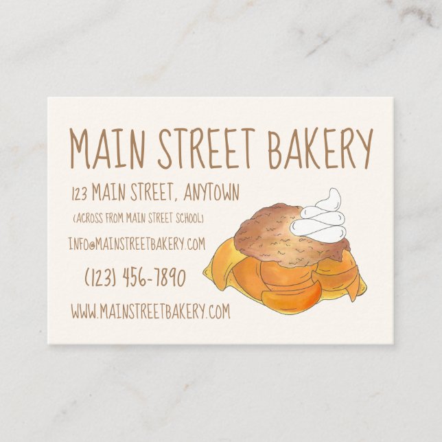 Carte De Visite Peach Cobbler Southern Bakou Pâtisserie Chef (Devant)