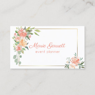 Carte De Visite Peach Watercolor Flowers