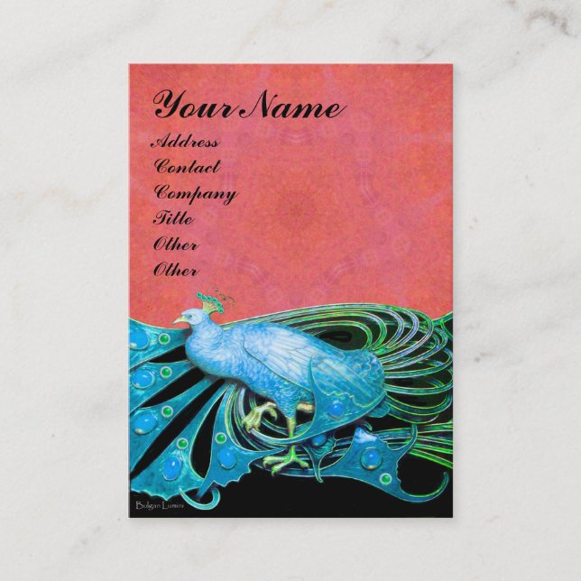 Carte De Visite PEACOCK bleu noir antique rose (Devant)