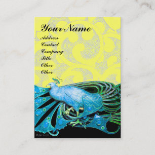 Carte De Visite PEACOCK bleu noir jaune étincelles