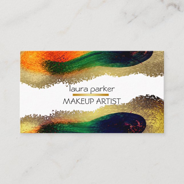 Carte De Visite Peacock Elegant Abstrait Gold Parties scintillant  (Devant)