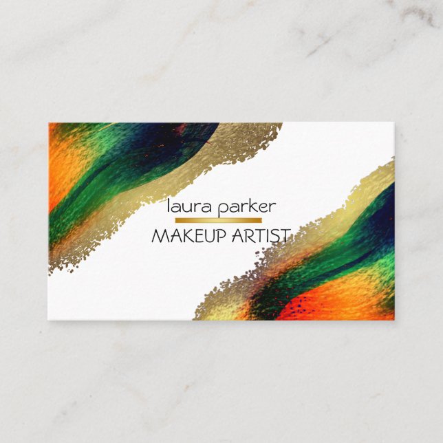 Carte De Visite Peacock Elegant Abstrait Gold Parties scintillant  (Devant)