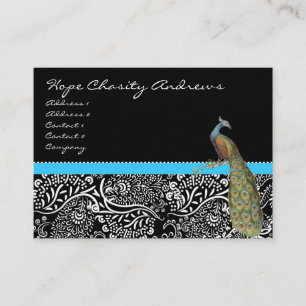 Carte De Visite Peacock noir blanc Damas brillant Aqua Trier