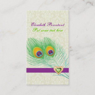 Carte De Visite Peacock plumes violet vert oeil attrayant