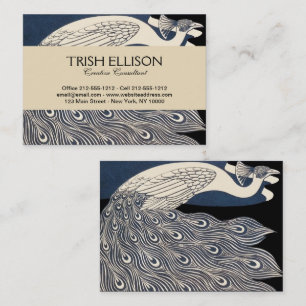 Carte De Visite Peacock Vintage Bleu Art Nouveau