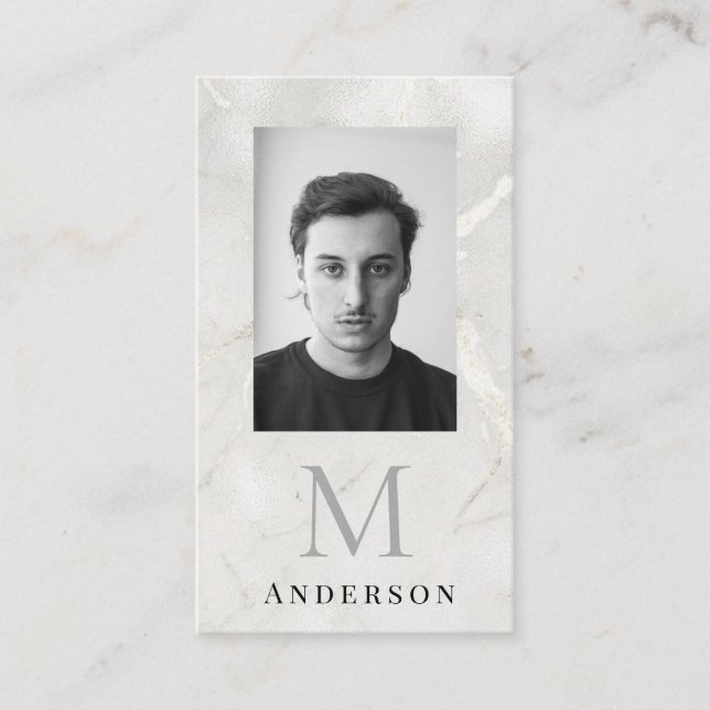Carte De Visite Pearl Marble Masculine photo qrcode (Devant)