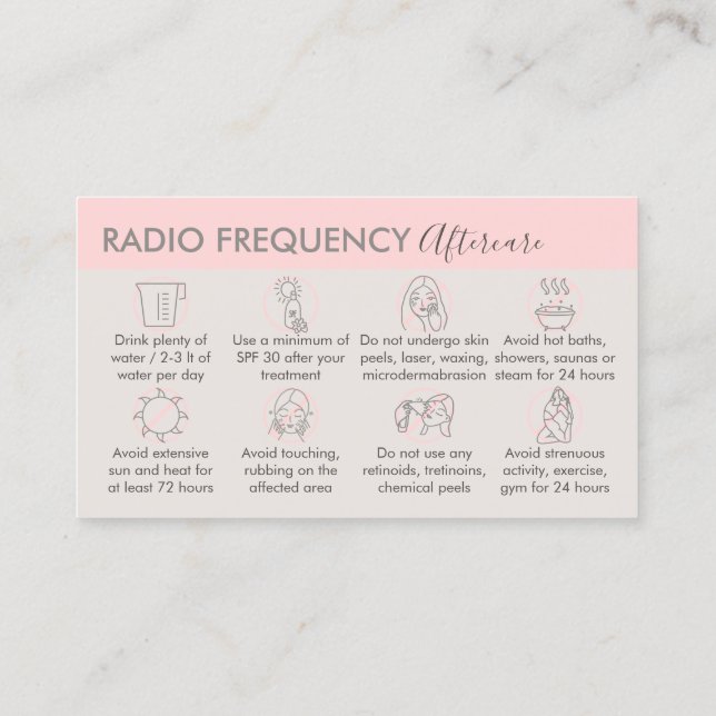 Carte De Visite Peau de radiofréquence rose beige Serrer les soins (Dos)