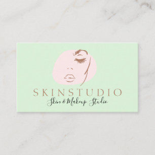 Carte De Visite Peau rose vert neutre esthétique visage beauté