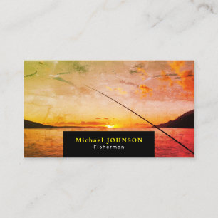 Carte De Visite Pêche à Sunrise, Pêcheur, Pêche