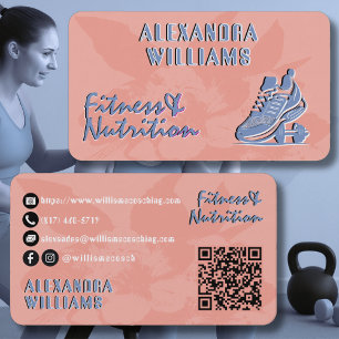 Carte De Visite Pêche Bleu Évanoui Épanoui Fitness & Nutrition