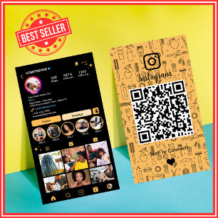 Carte De Visite Pêche Instagram Salon   Social Media QR Code