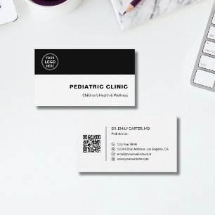 Carte De Visite Pédiatre Clinique Pédiatrique Logo Personnalisé QR