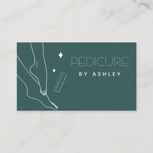 Carte De Visite Pedicure Elégant Pieds & Étincelle Simple Minimale (Devant)