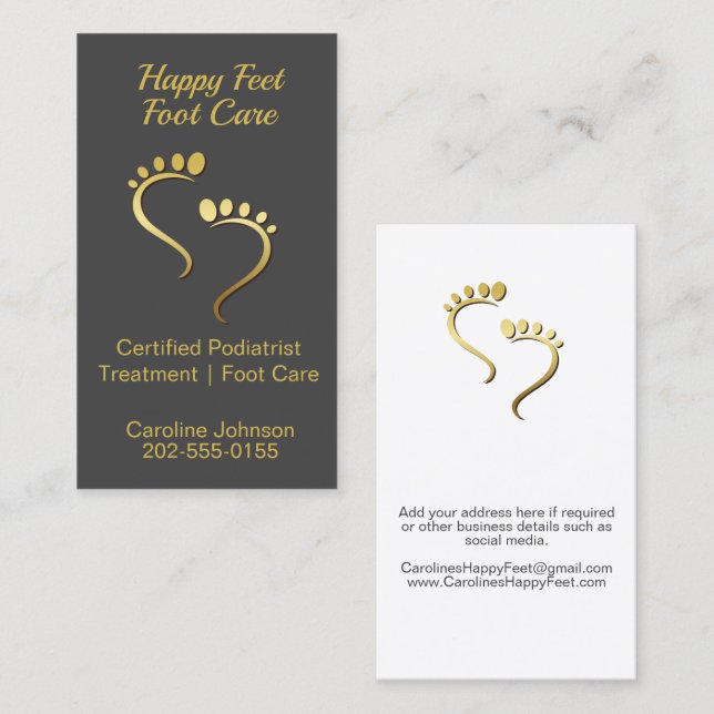 Carte De Visite Pedicure Foot Care Chiropodiste Podiatriste (Devant / Derrière)