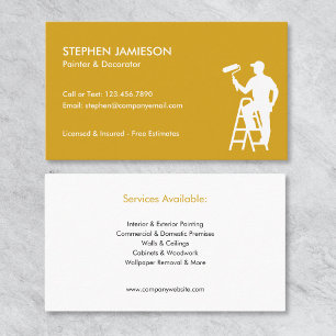 Carte De Visite Peintre & Décorateur Services de Peinture Jaune Bl