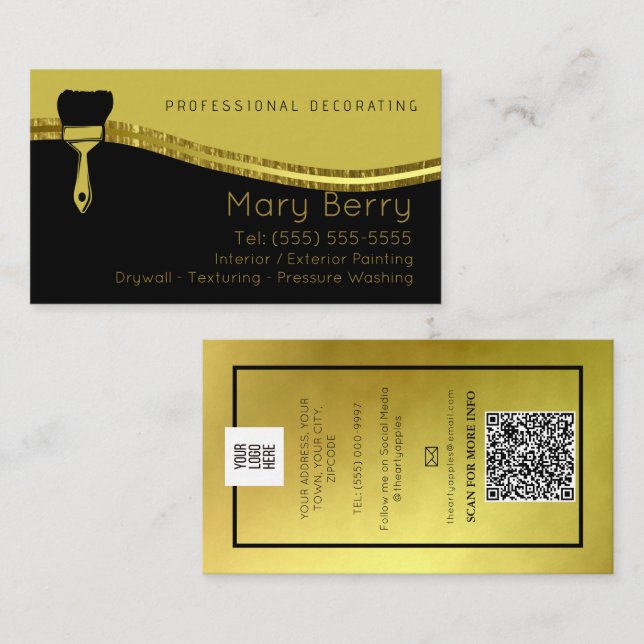 Carte De Visite Peintre et décorateur design d'intérieur petit (Devant / Derrière)