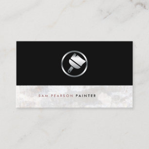Carte De Visite Peintre Gras Argent Peinture Brush Icône Élégante