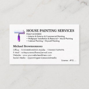 Carte De Visite Peintre Maison Service Paint Roll Simple