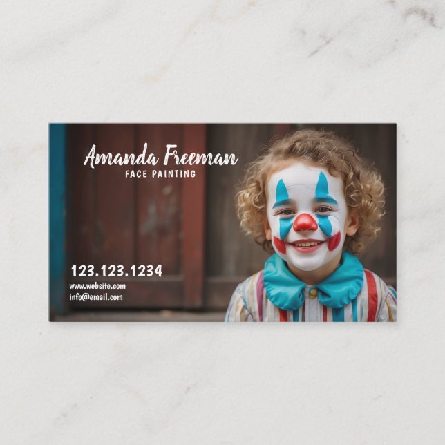 Carte De Visite Peintre moderne de visage de clown blanc et noir (Devant)