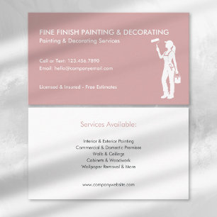 Carte De Visite Peintre Moderne & Décoratrice Rose Blanc