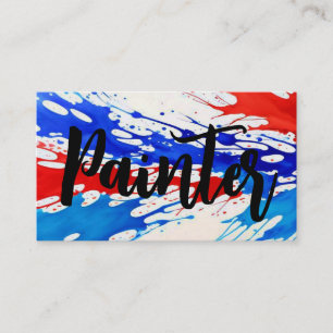 Carte De Visite Peintre patriotique rouge blanc et bleu