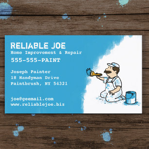 Carte De Visite Peintre peignant l'entrepreneur bleu de bande