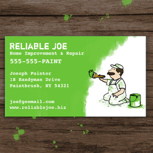 Carte De Visite Peintre Peinture verte Peinture   Entrepreneur en 