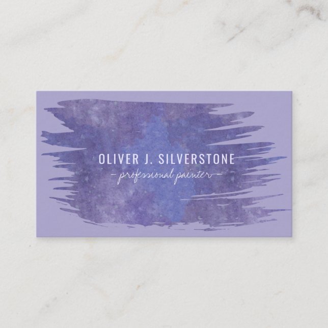 Carte De Visite Peintre professionnel couleur violet aquarelle bro (Devant)