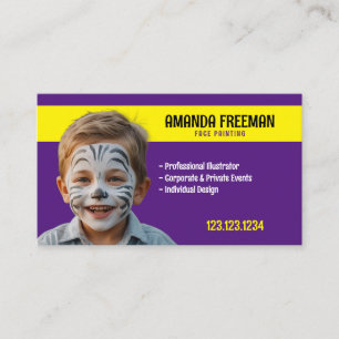 Carte De Visite Peintre unique violet et jaune