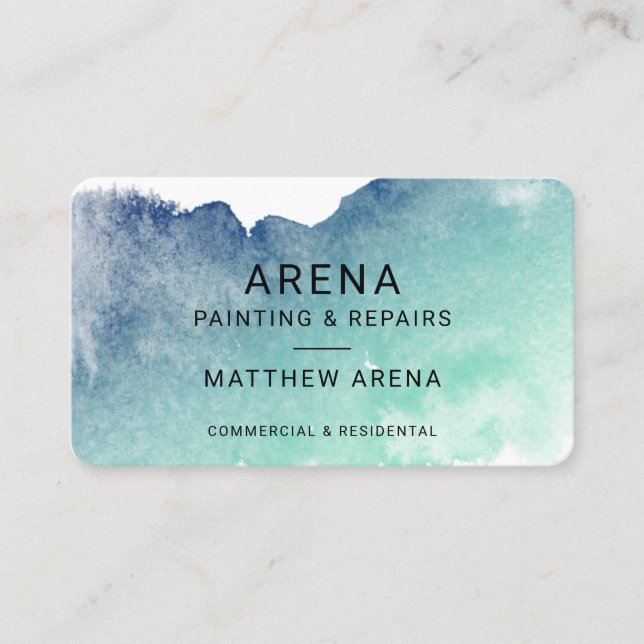 Carte De Visite Peintre vert bleu Splash Ombre moderne (Devant)