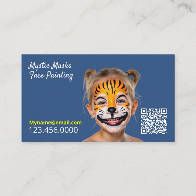 Carte De Visite Peintre visage personnalisé QR (Devant)