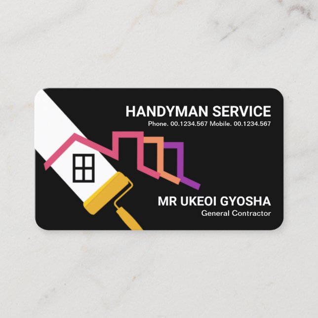 Carte De Visite Peinture à la brosse à rouleaux sur le toit (Devant)