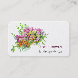Carte De Visite Peinture à l'aquarelle de fleurs roses et oranges