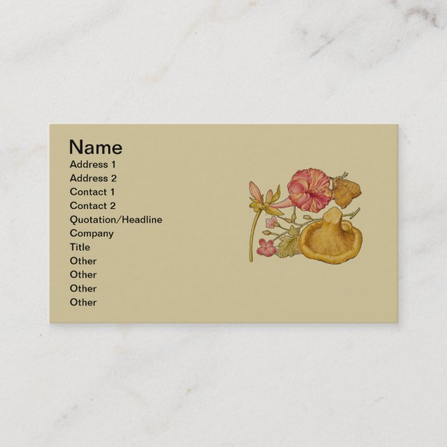 Carte De Visite Peinture à l'aquarelle des champignons papillons (Devant)