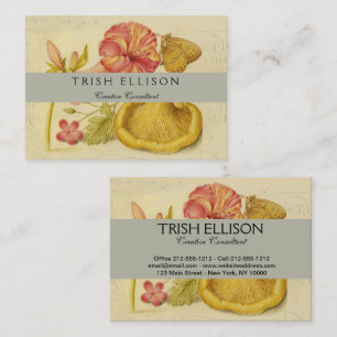 Carte De Visite Peinture à l'aquarelle des champignons papillons