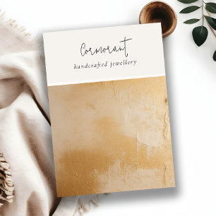 Carte De Visite Peinture à l'huile d'or beige Texture Bijoux blanc