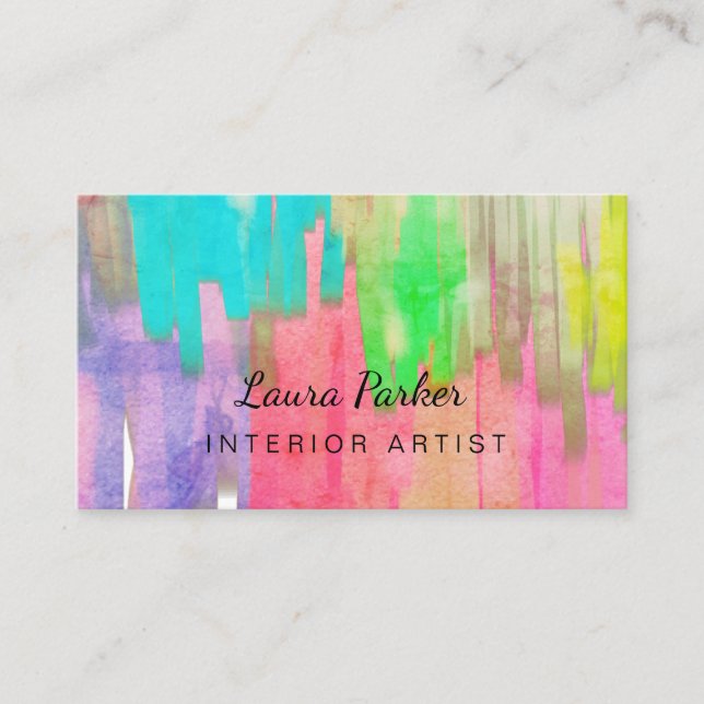 Carte De Visite Peinture Abstrait Aquarelle moderne Artiste minima (Devant)