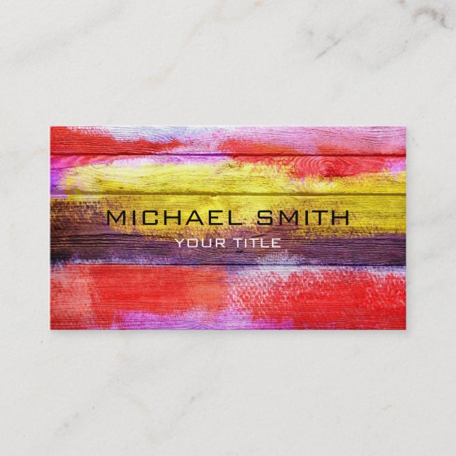 Carte De Visite Peinture acrylique couleur art sur bois #2 (Devant)