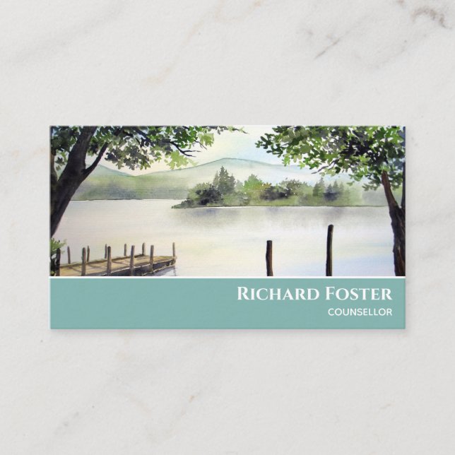 Carte De Visite Peinture aquarelle du district de Dergone Water La (Devant)