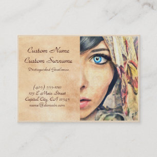 Carte De Visite Peinture classique fraîche de portrait d'aquarelle